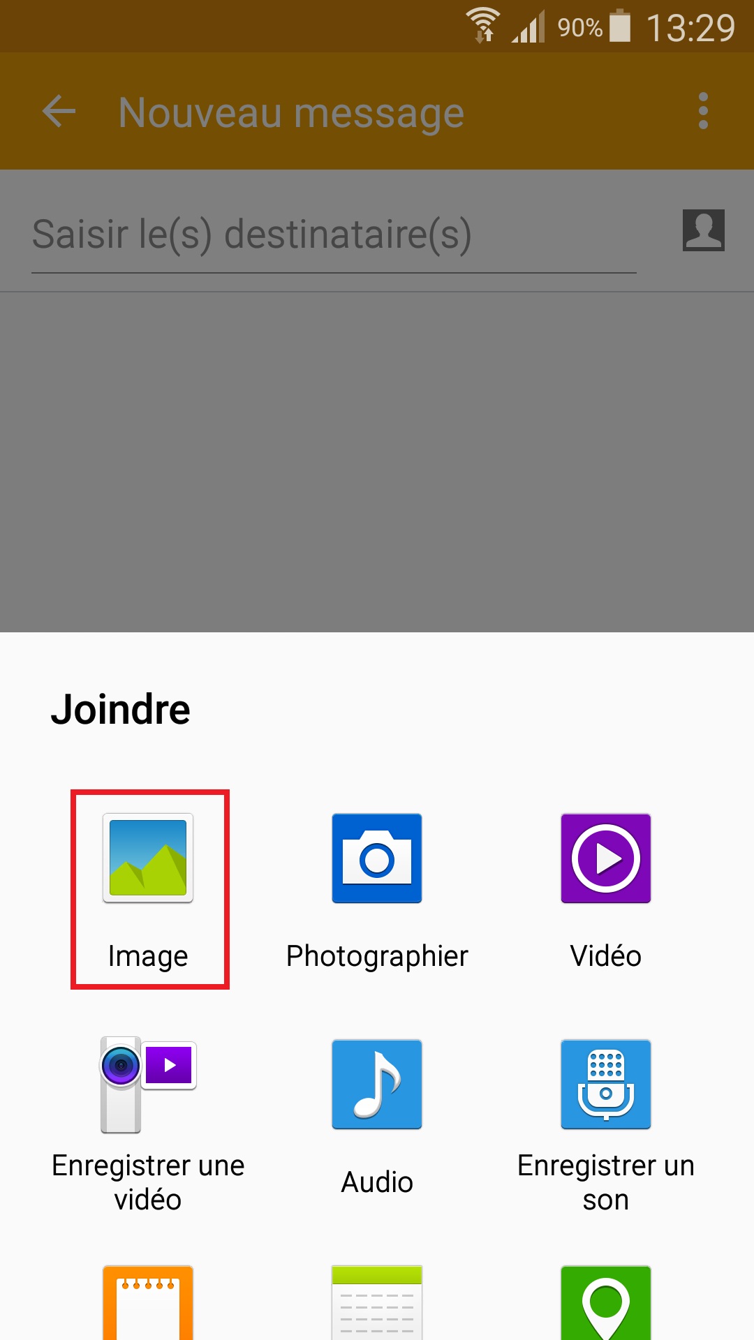 MMS Samsung android 5.x nouveau message selection photo