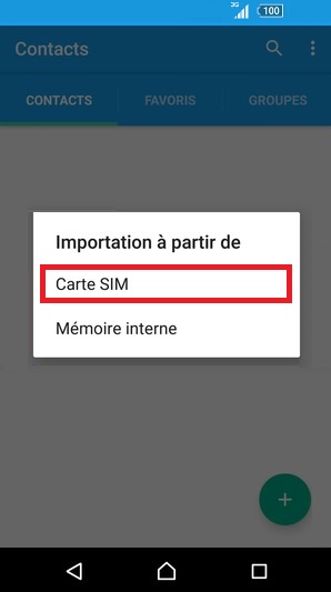 contact code pin ecran verrouillage Sony (android 6.0) contact SIM vers tel 2