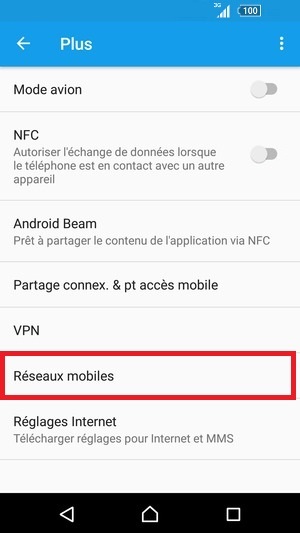 MMS Sony android 6.0 reseau mobile
