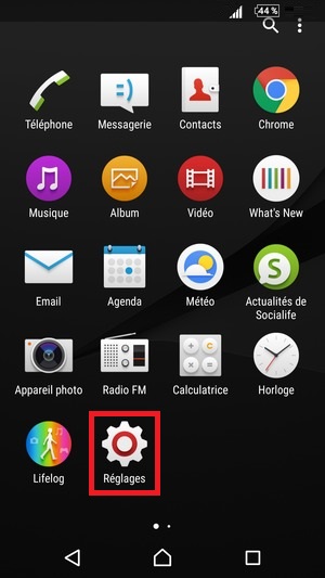 Applications Sony android 6.0 reglages