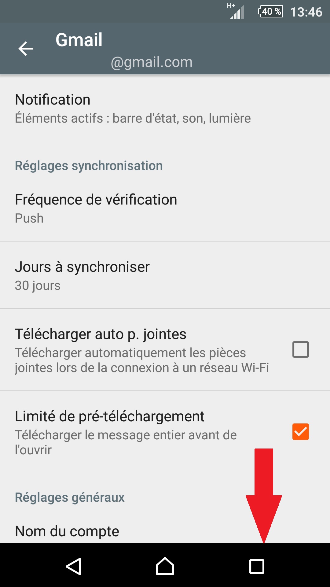 mail Sony android 5.1 suppression mail en bas