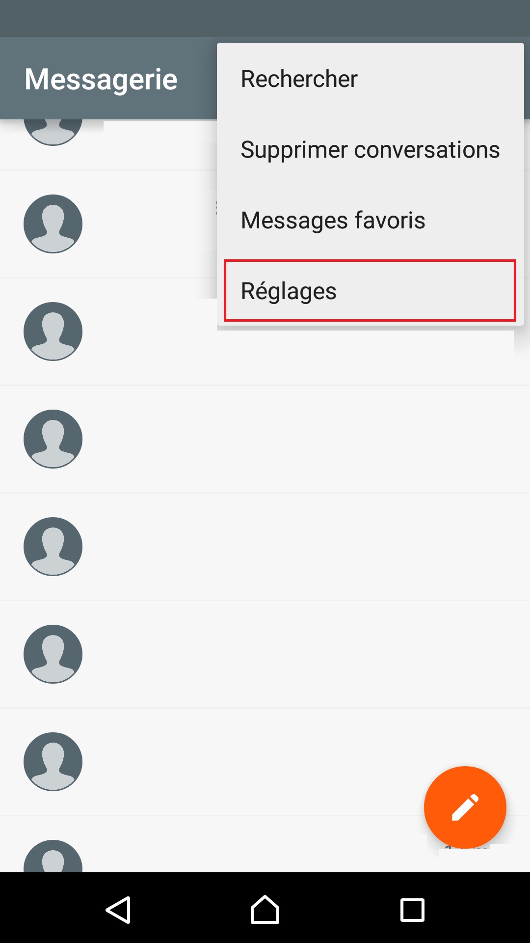 SMS Sony android 5 . 1 Message reglages