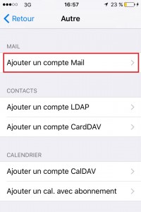 iPhone IOS 9 reglages mail ajouter un compte 2