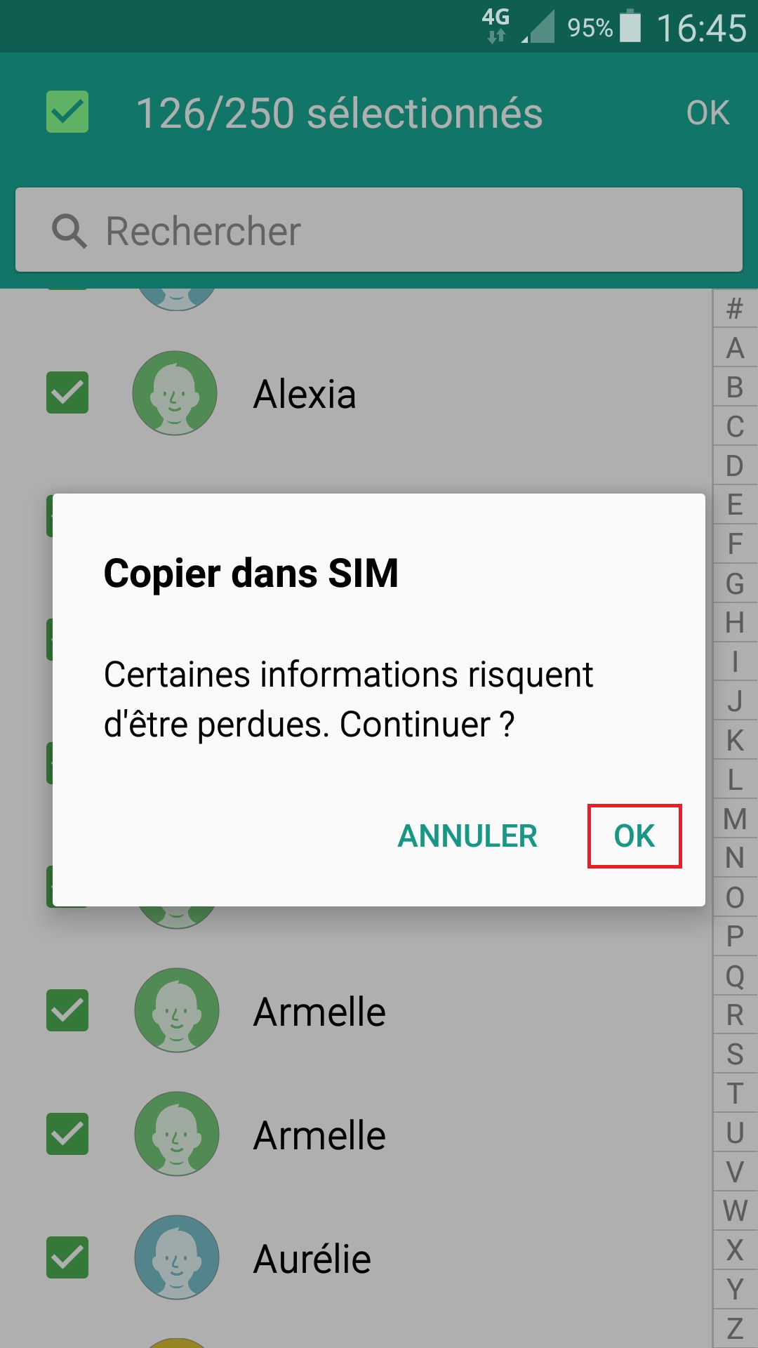 contact code pin écran verrouillage Samsung android 5 contact copier