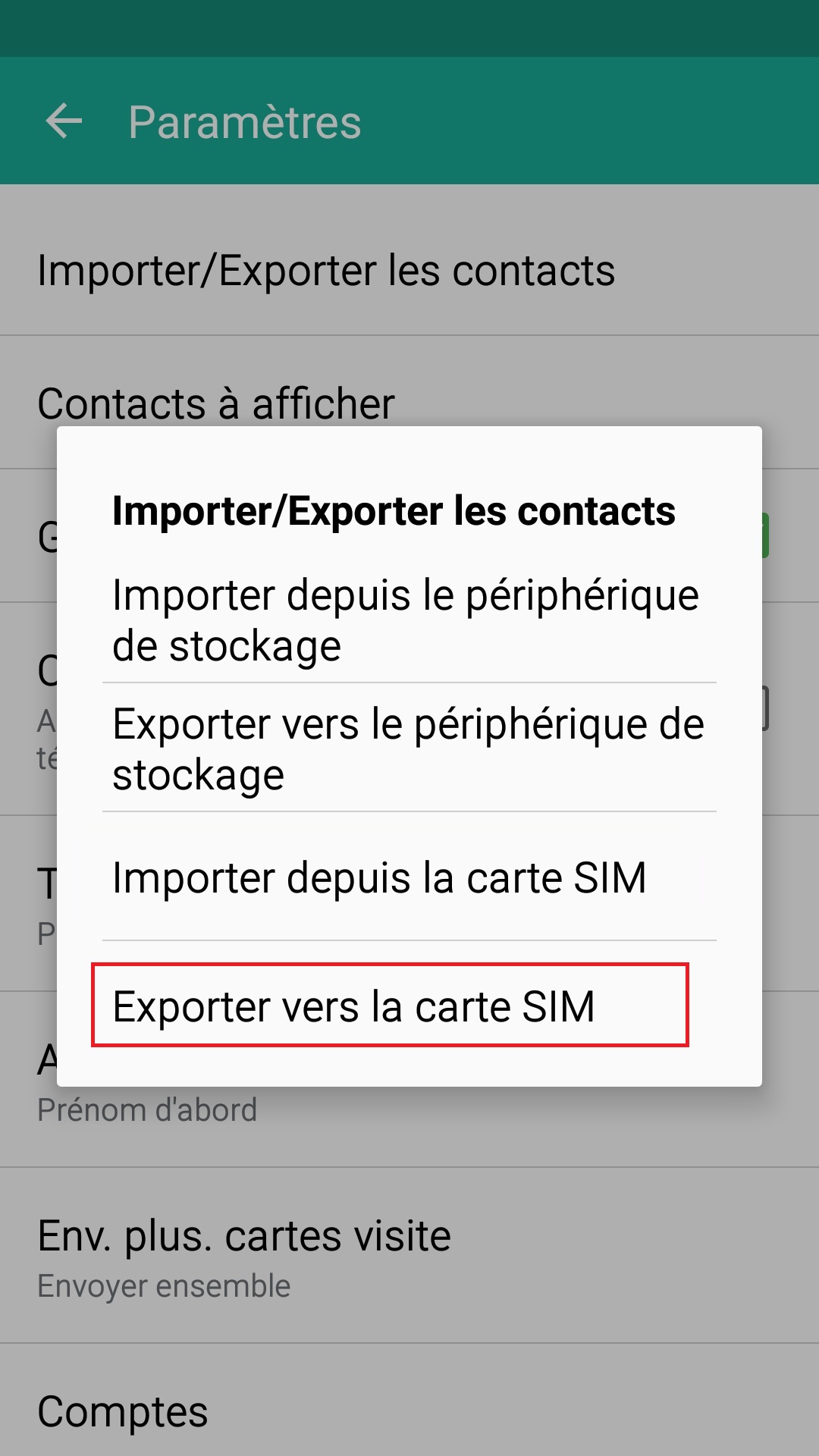 contact code pin écran verrouillage Samsung android 5 contact exporter SIM