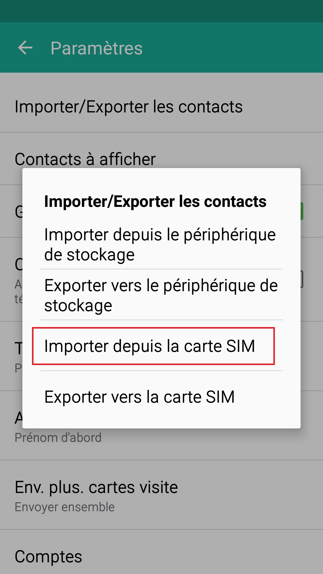 contact code pin ecran verrouillage Samsung android 5 contact importer SIM