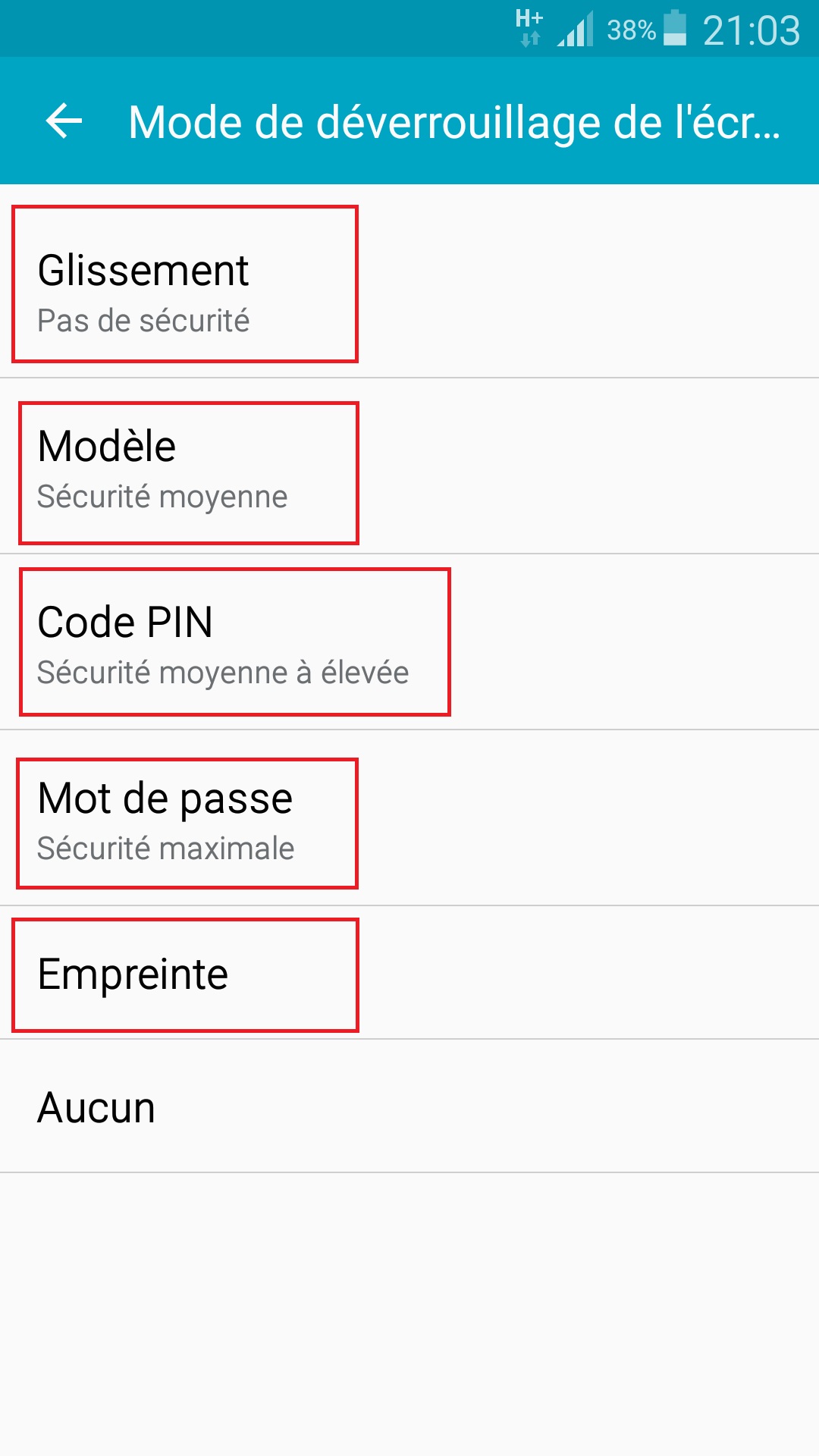 contact code pin ecran verrouillage Samsung android 5 mode de verouillage