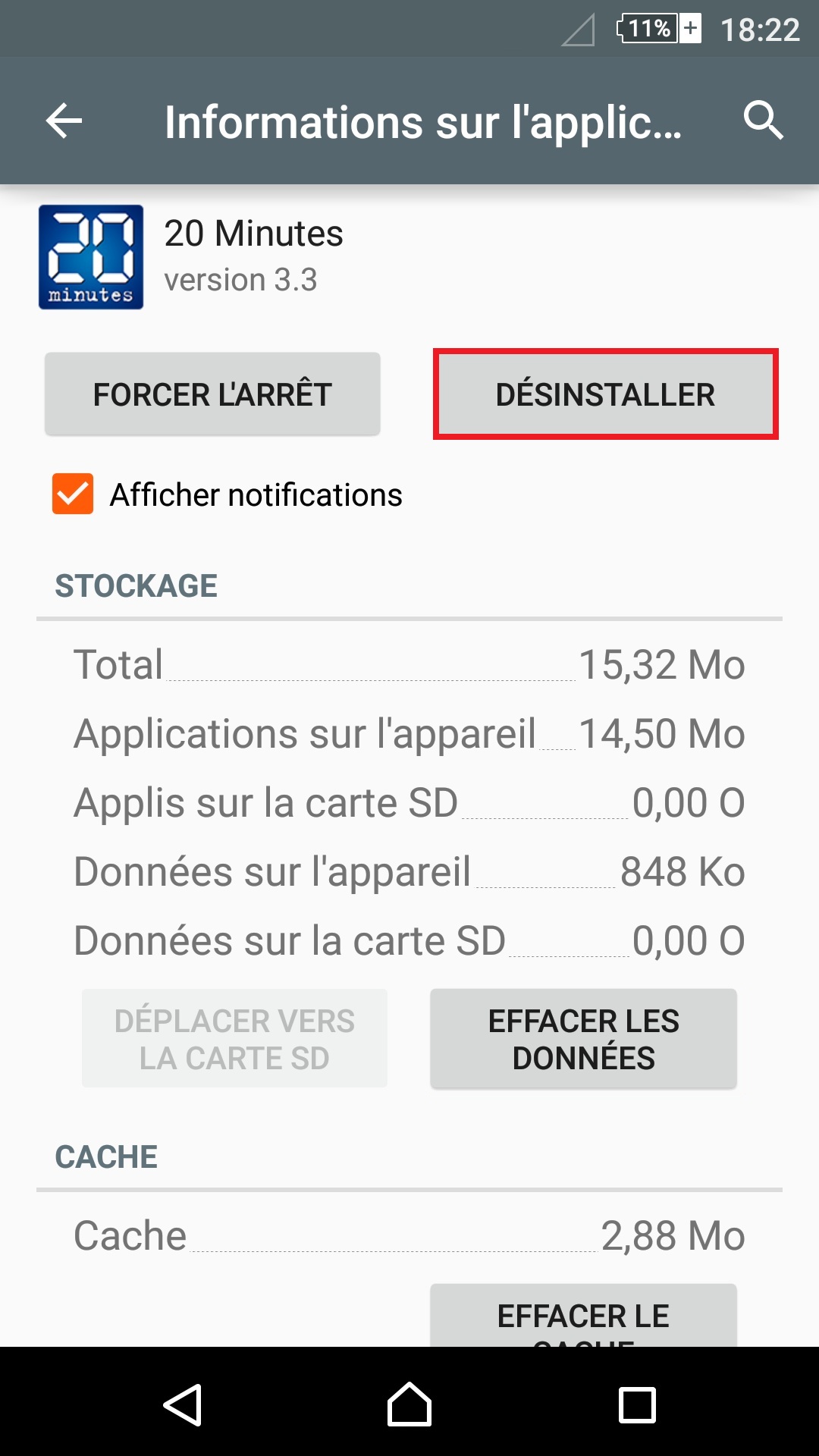 Application Sony android 5.1 application désinstaller