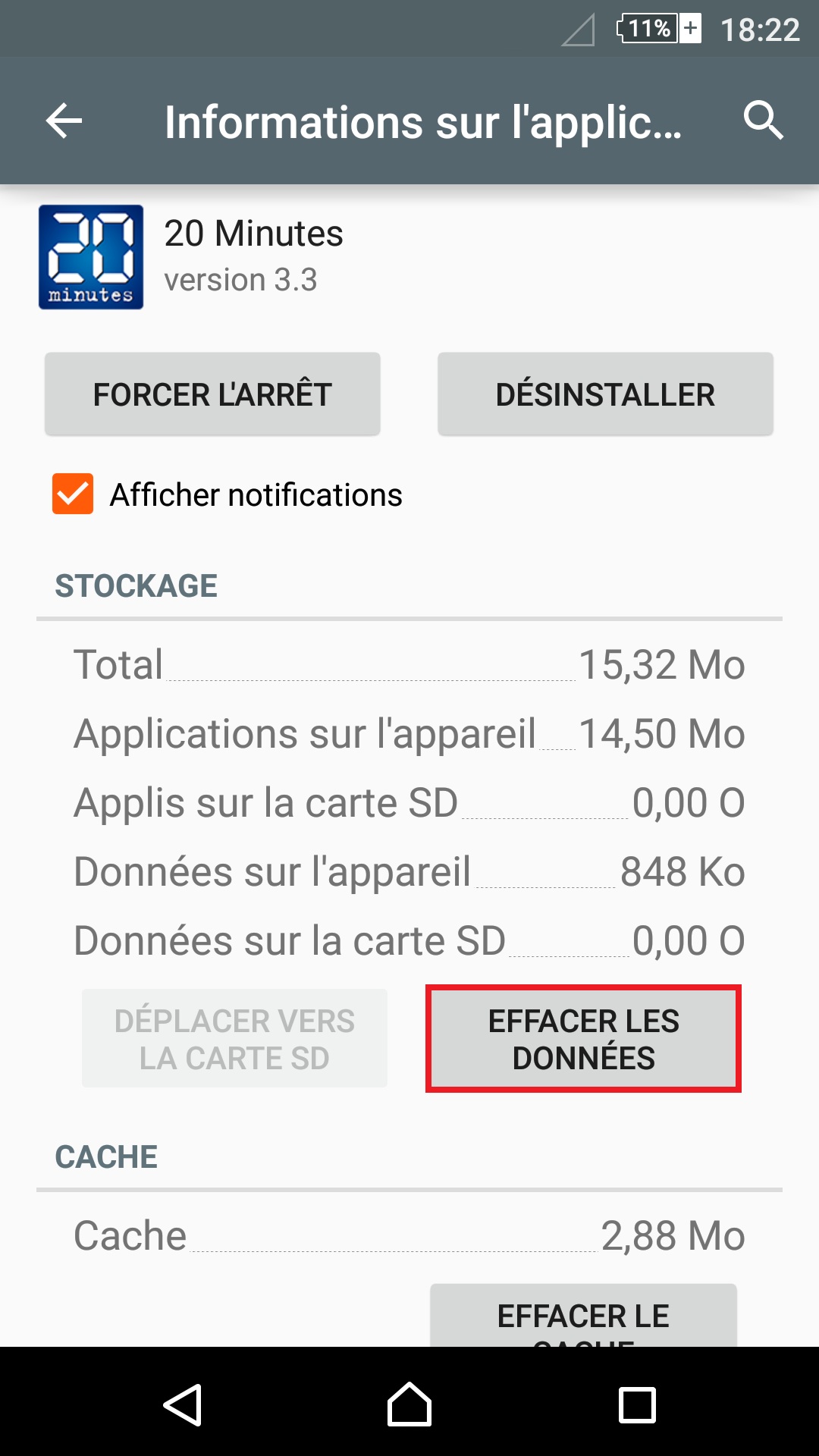Application Sony android 5.1 application effacer les données