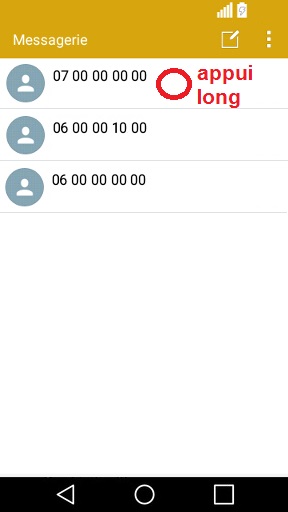 SMS LG android 5 . 1-message appui long