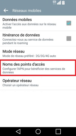 LG android 5.x point d'acces