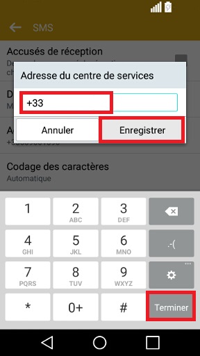 SMS LG android 5 . 1-message centre de service 3