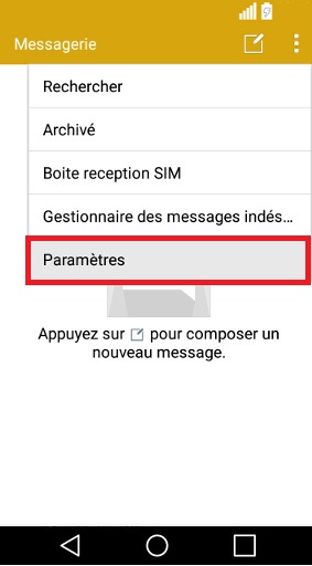 SMS LG android 5 . 1-message parametre