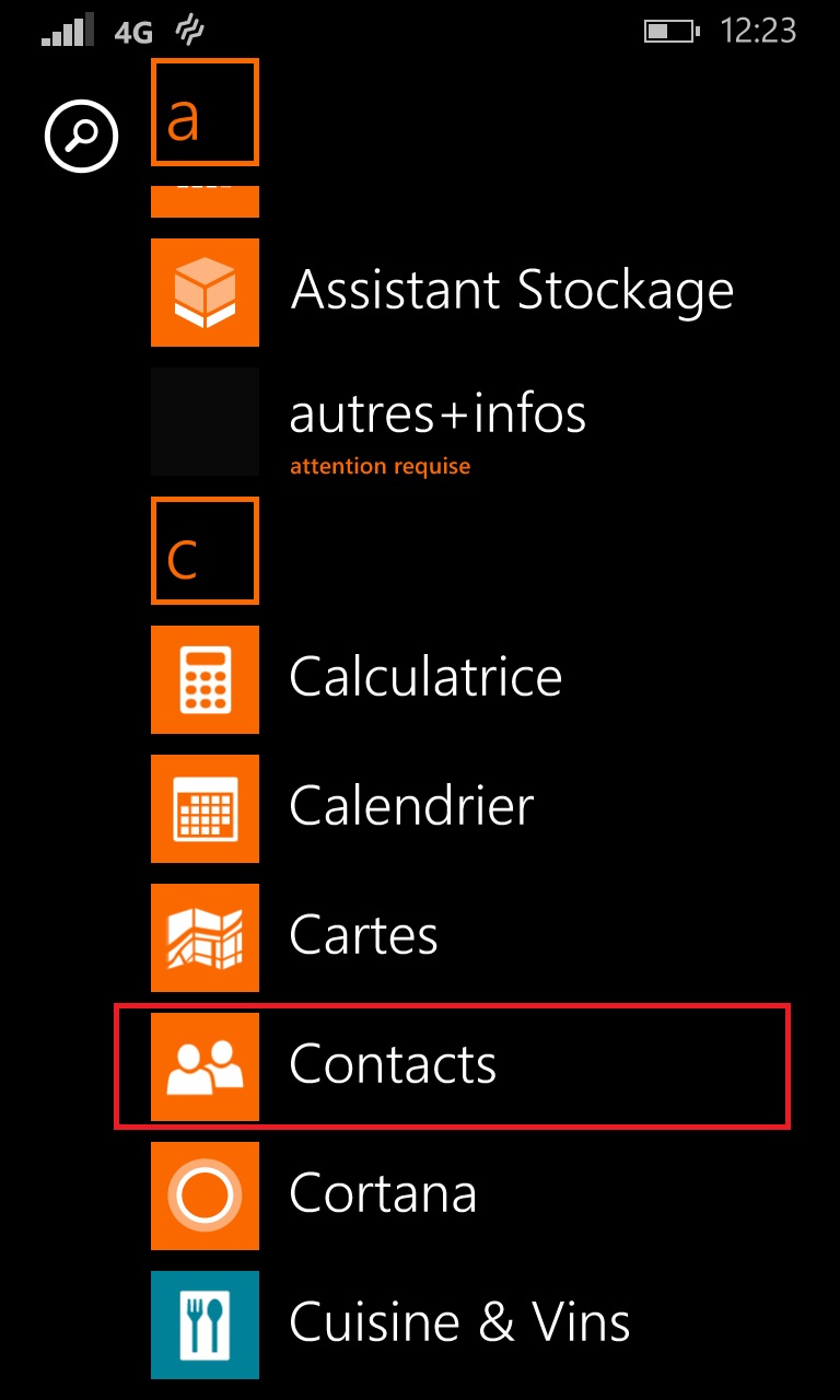 contact code pin ecran verrouillage Lumia windows 8.1 contact