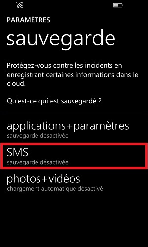 Sauvegarder restaurer mettre à jour son Lumia windows 8.1 sauvegarde SMS
