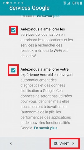 Activation Samsung mise en route service google 2