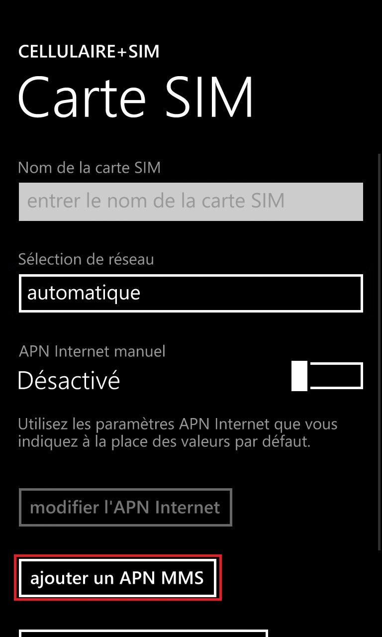 MMS Lumia windows 8.1 APN MMS