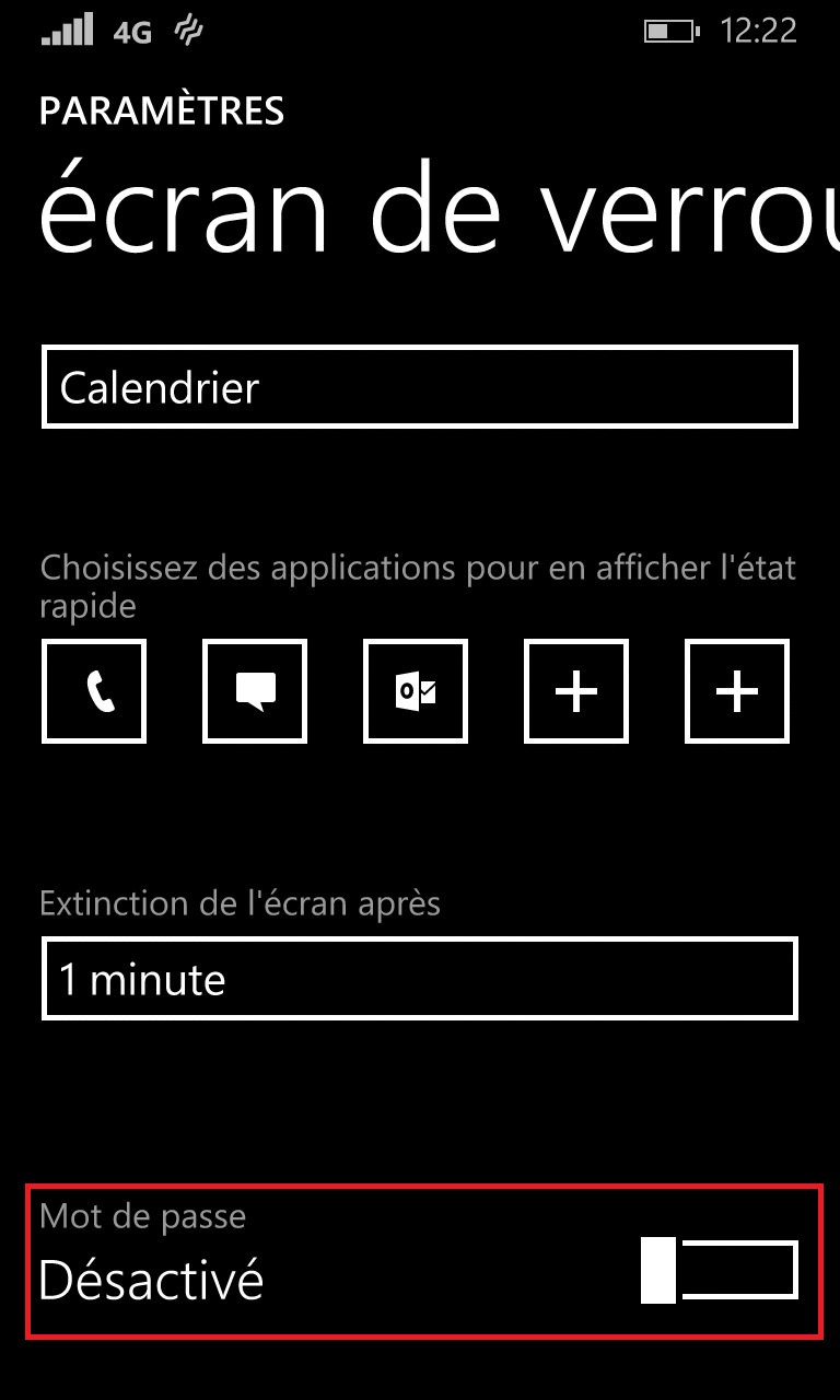 Personnalisation Lumia 8.1 ecran de verrouillage mot de passe
