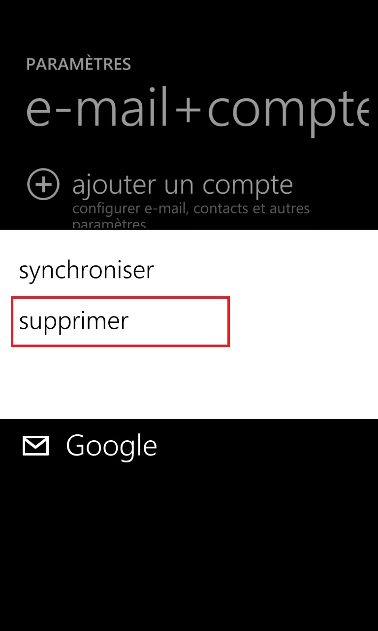 mail Lumia windows 8.1 email suppression compte 2