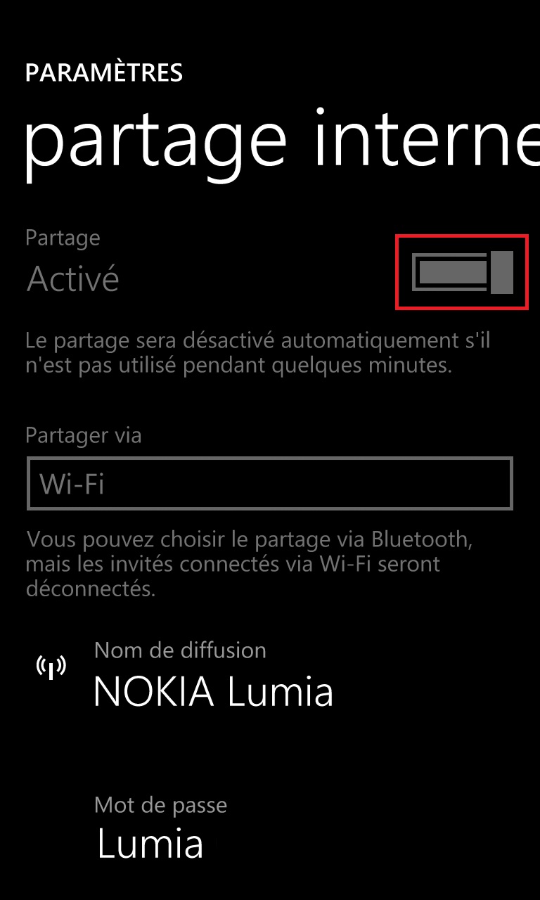 Internet Lumia windows 8.1 partage internet 5