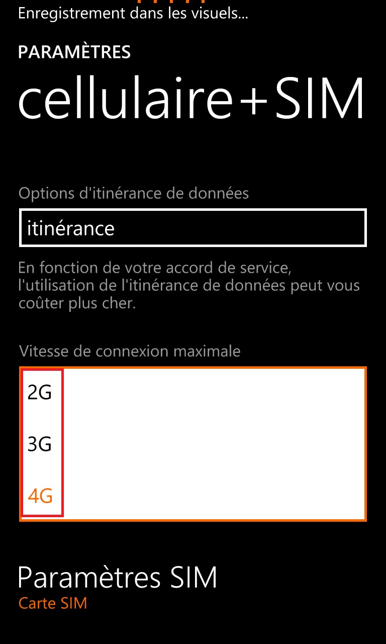 Internet Lumia windows 8.1 reseau 3g 4g 2g