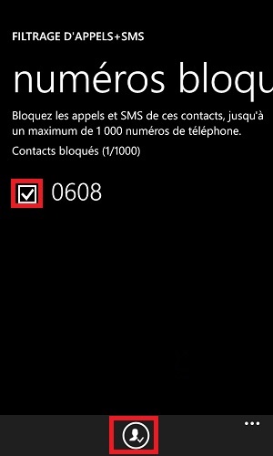 SMS Lumia windows 8.1 numero debloquer sélection