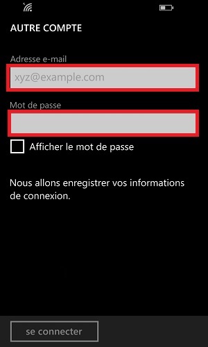 mail Lumia windows 8.1 email mot de passe