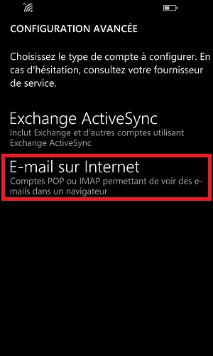 mail Lumia windows 8.1 email sur internet