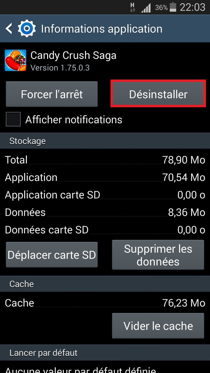 Applications Samsung android 4 desintaller appli