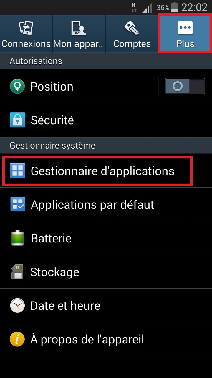 Applications Samsung android 4 gestionnaire application