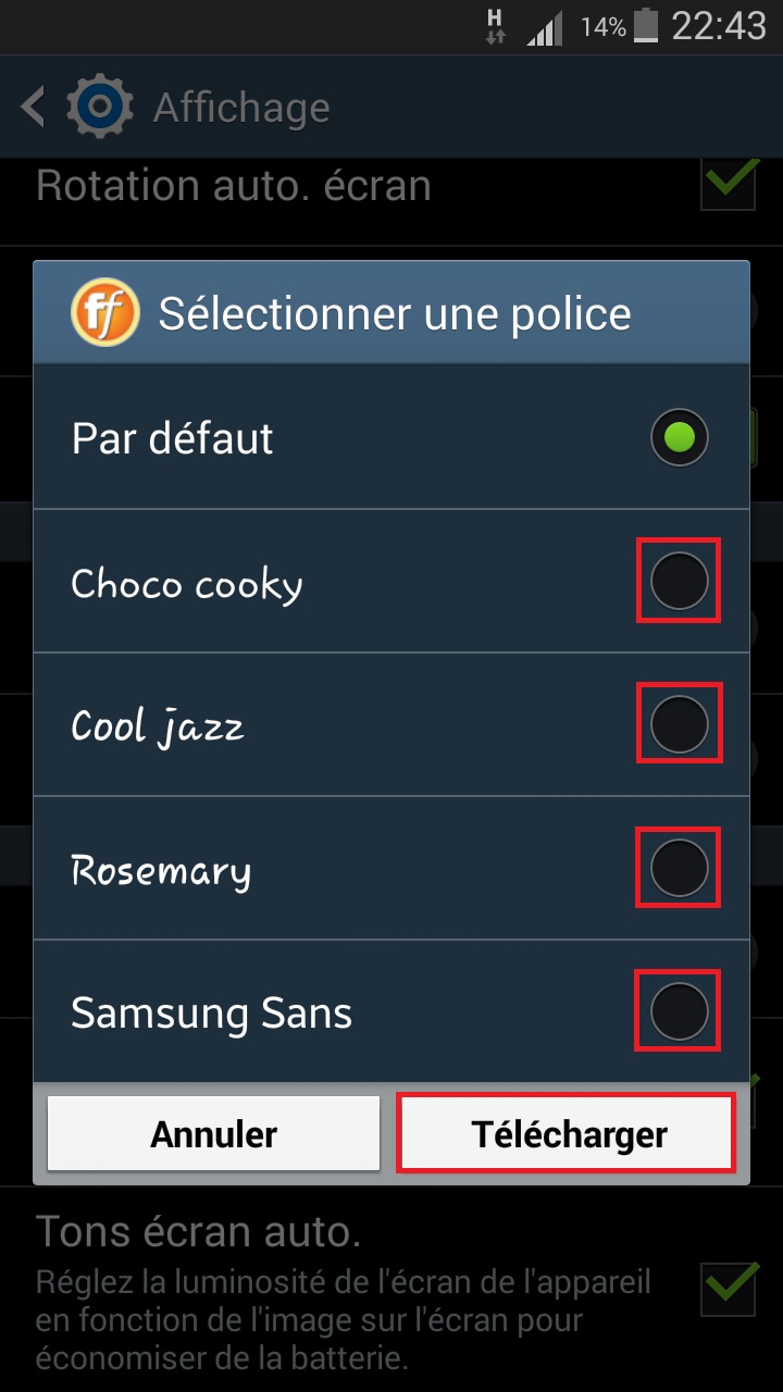 Personnaliser Samsung thème sonnerie fond d'écran police 2