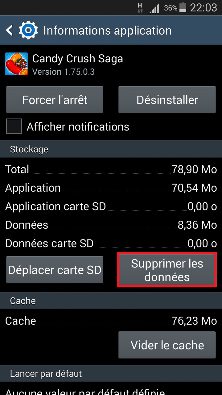 Applications Samsung android 4 supprimer donnée