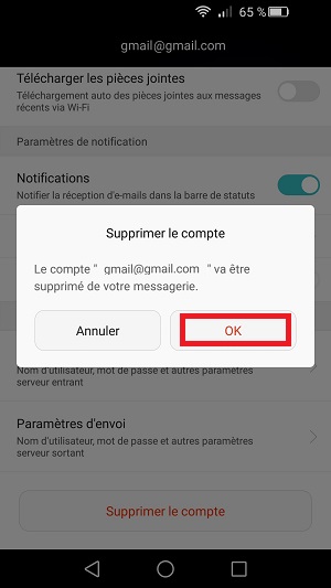 mail Huawei android 5 supprimer compte email