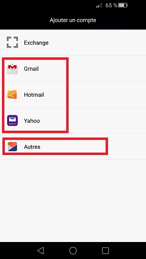 mail Huawei android 5 configuration email