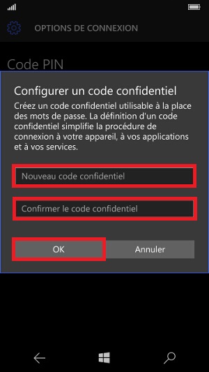 contact code pin ecran verrouillage Microsoft Nokia Lumia (Windows 10) code confidentiel