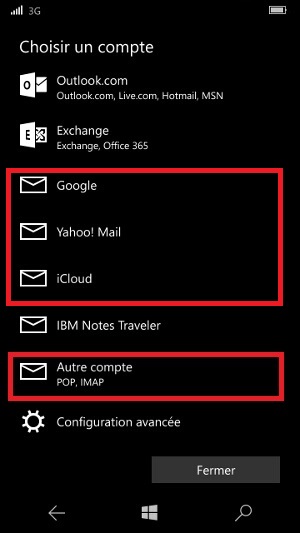 email Lumia windows 10 email messagerie