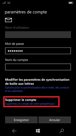 email Lumia windows 10 compte supprimer