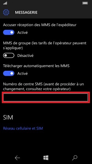 SMS Microsoft Lumia Windows 10 centre SMS