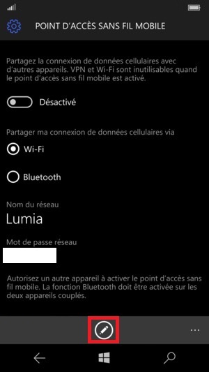 Internet Lumia Windows 10 point accès mobile