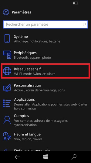 contact code pin ecran verrouillage Microsoft Nokia Lumia (Windows 10)