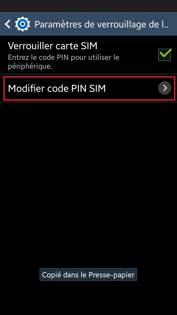 contact code pin ecran verrouillage Samsung (android 4.4) carte sim 2