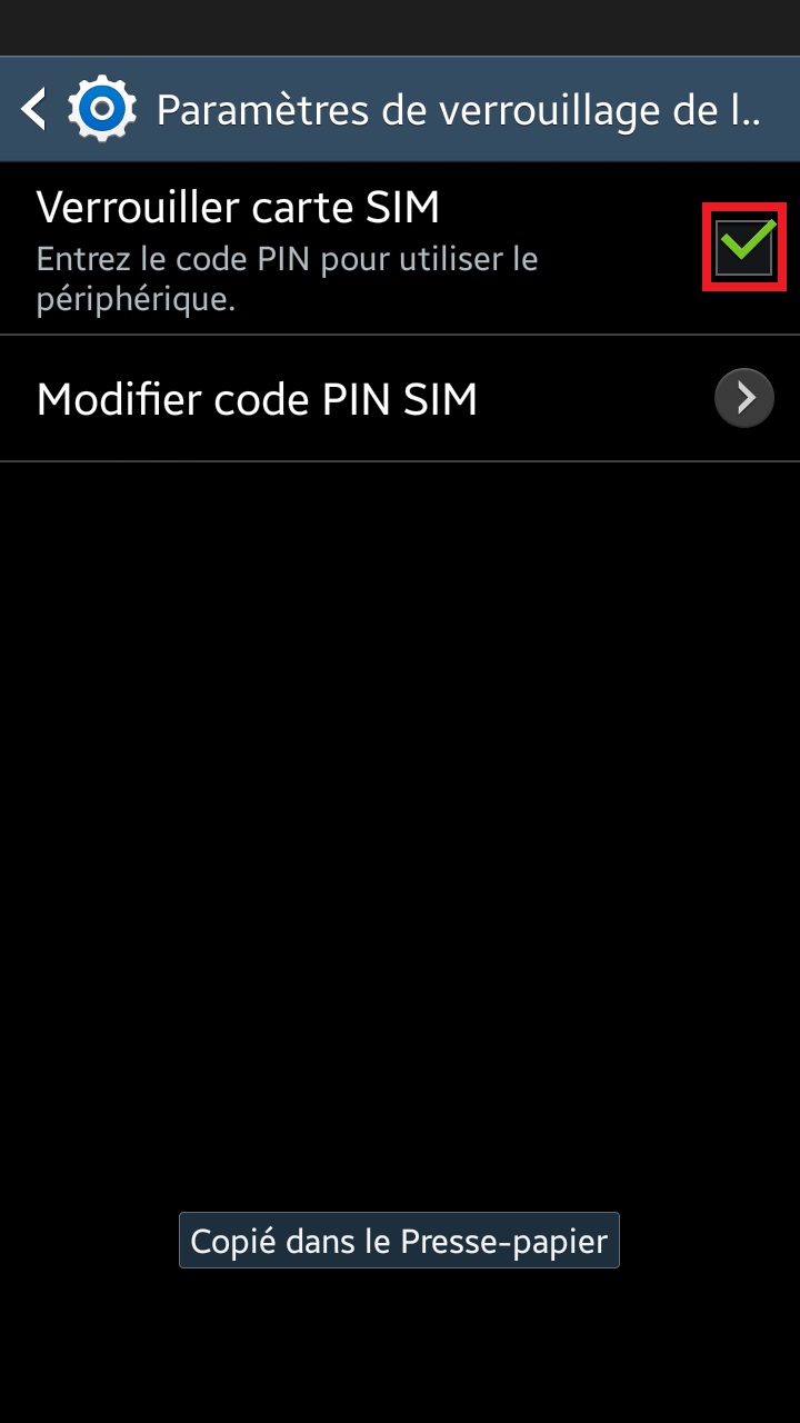 contact code pin ecran verrouillage Samsung (android 4.4) carte sim 3
