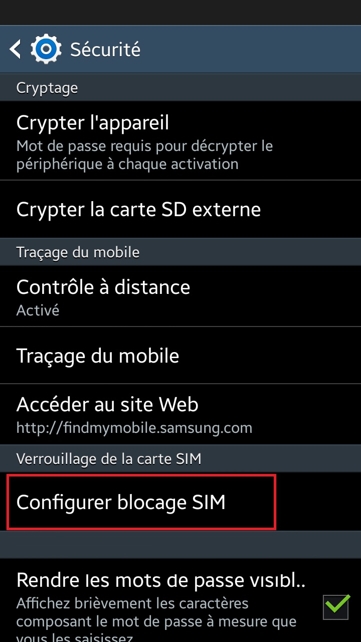 contact code pin ecran verrouillage Samsung (android 4.4) carte sim