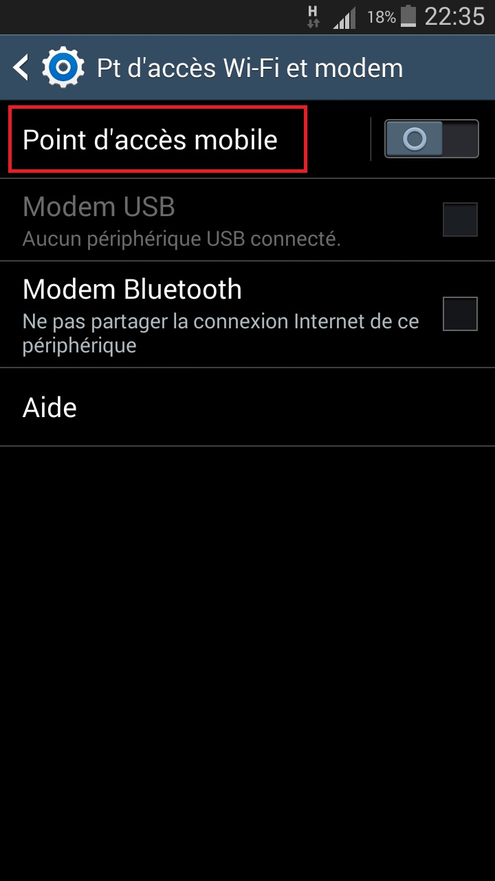 internet Samsung android 4 point d'acces