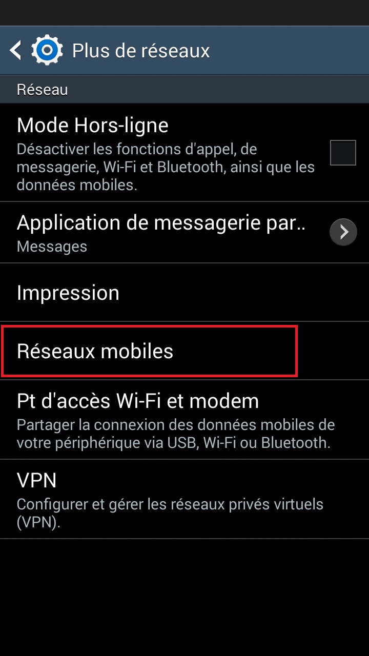 internet Samsung android 4 reseau mobile