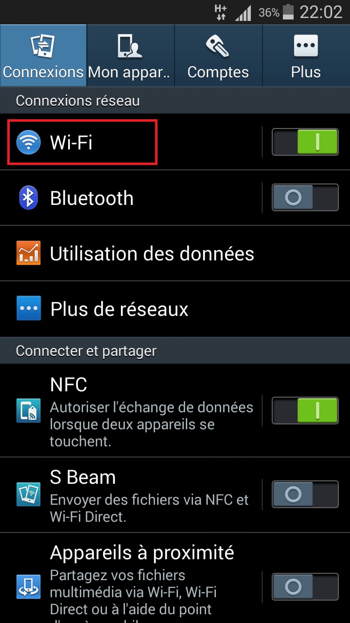 internet Samsung android 4 wifi