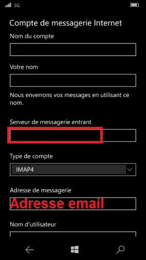 email Lumia windows 10 IMAP