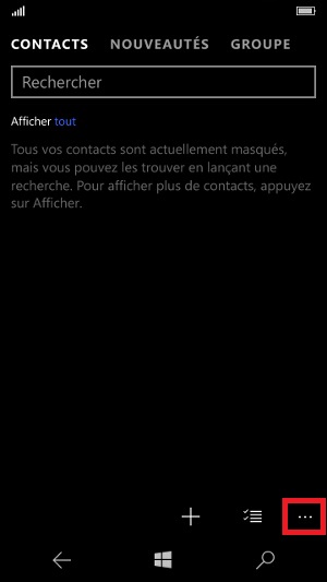 contact code pin ecran verrouillage Microsoft Nokia Lumia (Windows 10) contact 2