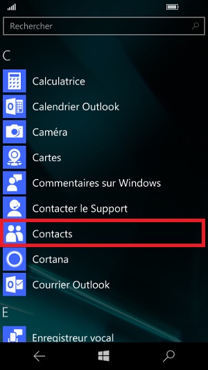 contact code pin ecran verrouillage Microsoft Nokia Lumia (Windows 10) contact