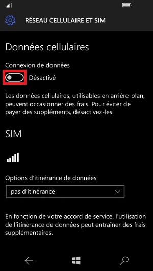 Internet Lumia Windows 10 connexion de données